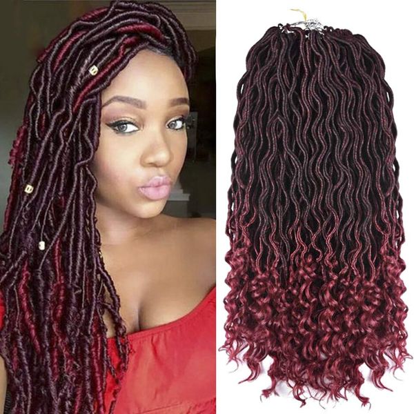 Grosshandel 20 Goddess Faux Locs Hakeln Haarkopfe Gewellt Mit Lockigen Enden Synthetische Haarverlangerungen Flechten Haar Afro Kinky Soft