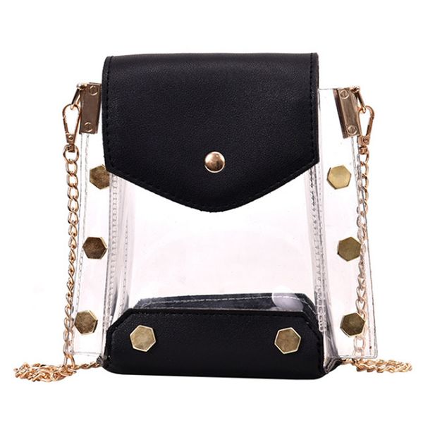 

jhd-women's fashion wild diagonal cross bag transparent shoulder bag women's jelly chain
