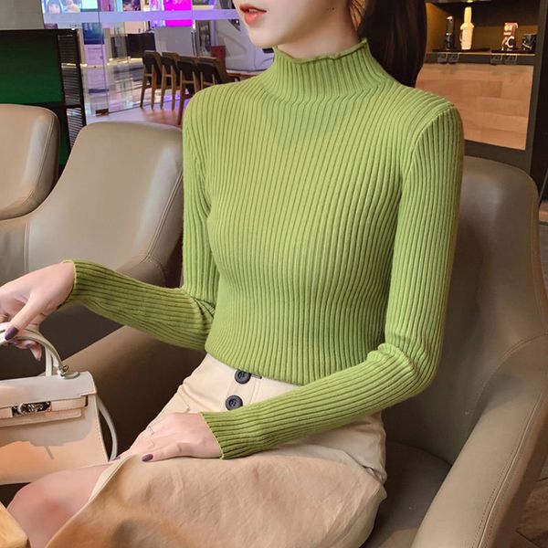

spring winter new turtleneck long-sleeved pullover korean style solid color women's sweater, White;black