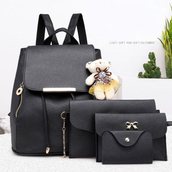 

женская рюкзак путешествия кожа pu черный рюкзак satchel рюкзака плеча мешок школы