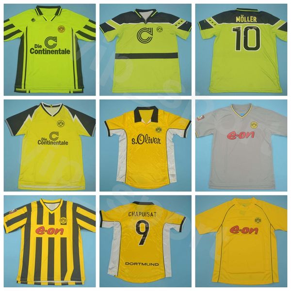 

retro 1990 1992 1994 1996 1997 1999 borussia dortmund soccer 10 moller jersey 18 ricken 11 herrlich 6 heinrich nijhuis football shirt kits, Black;yellow