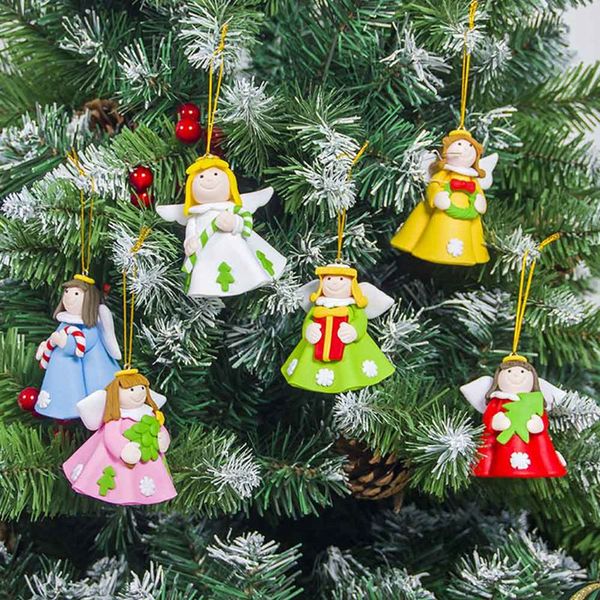 

christmas angel girl pendants christmas tree metal cute doll ornament diy party hanging pendant soft pottery wall decor