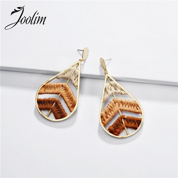 

joolim jewelry wholesale 4 colors cotton knitted waterdrop dangle earring boho earring stylish european high end, Silver