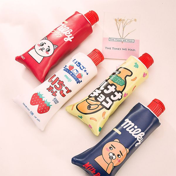

4 цвета зубная паста форма мультфильм медведь pu пенал pen box pencil bag с точилка для хранения канцелярские студент школьные принадлежност