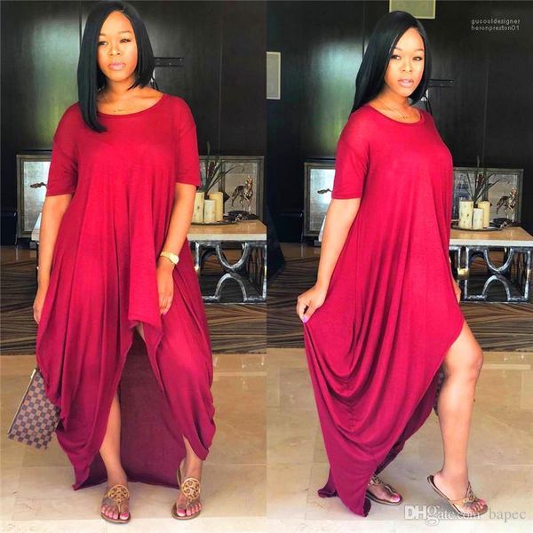 

женщины круглый вырез с коротким рукавом pure color dresses повседневные женские праздничные платья летние сексуальные женские платья hi lo, Black;gray