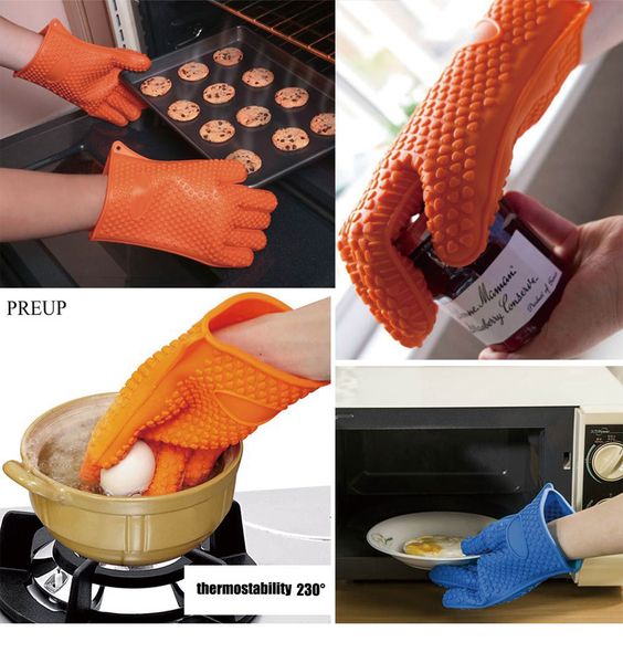 

silicone heat resistant glove baking gloves multifunction oven mitts bbq gloves kitchen potholders cooking glove thick baking mitt