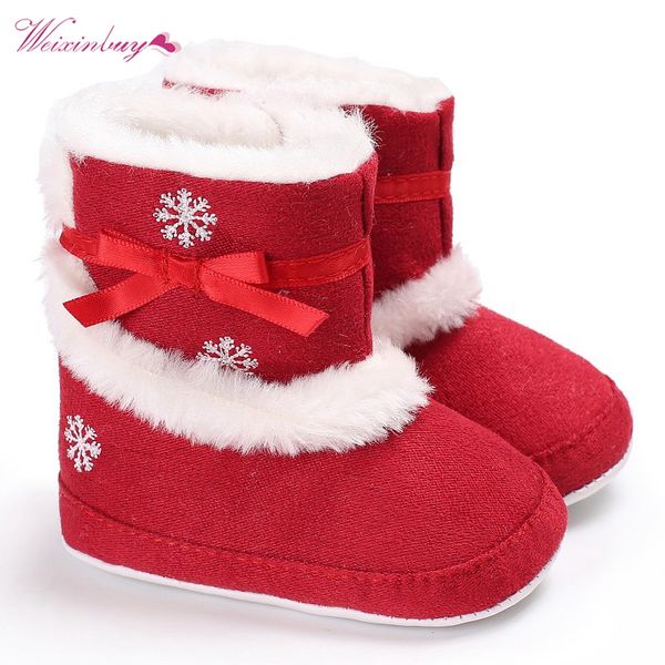

christmas baby girls shoes winter boots kids add velvet keep warm ice flower print children first walkers