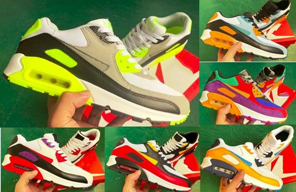 

40+ colorways 2020 new 90 designer sport men woman running shoes black red white trainer air cushion surface breathable casual shoes 36-46