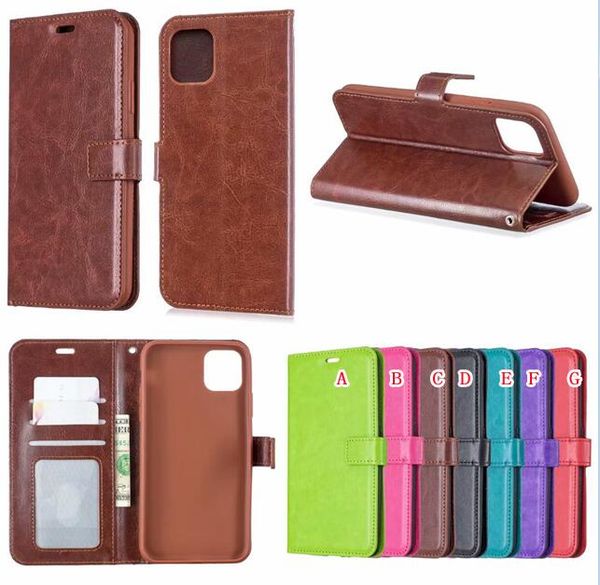 

for iphone se 2020 11 pro max x xs xr 8 7 6 plus 6s 5 5s crazy horse wallet leather case stand phone card p frame mad skin cover 50pcs