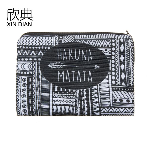 

new kakunamata 3d black-and-white printed cosmetic bag handbag for women
