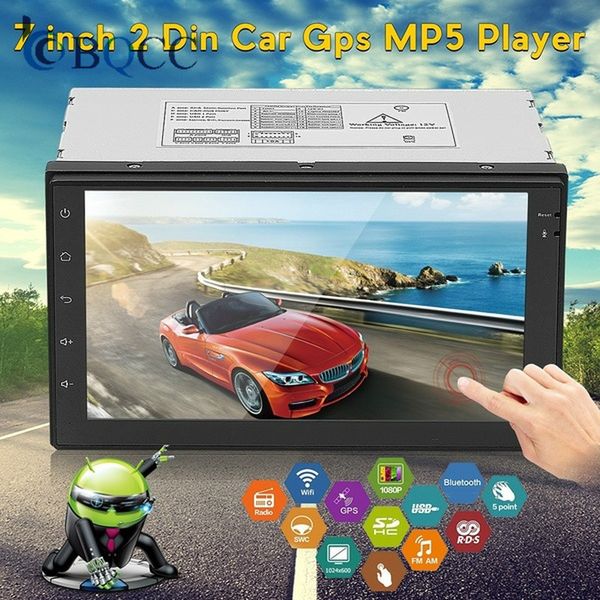 

autoradio universal 7in touch screen android 6.0 bluetooth wifi car stereo mp5 player fm radio gps navigation + cam