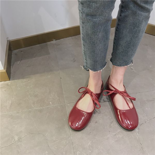 

2020 spring new fashion round head shallow mouth mary jane shoes simple wild retro small shoes single casual, Black