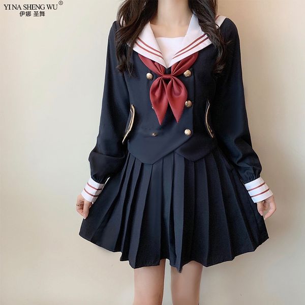 

2020 new japanese anime hell girl cosplay costume school girl devil love cosplay costume jk student uniform bow tie sailor suit, White