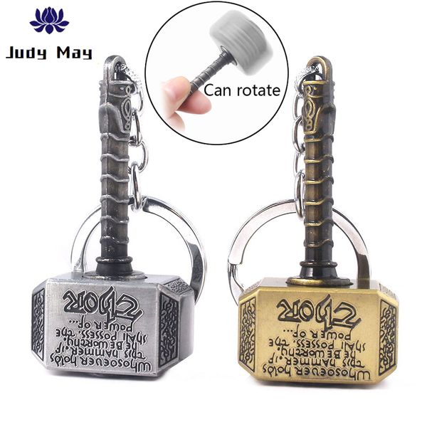 

endgame thor unzip rotation hammer keychain thanos metal llaveros women men fan collect souvenir keyring car jewelry, Silver