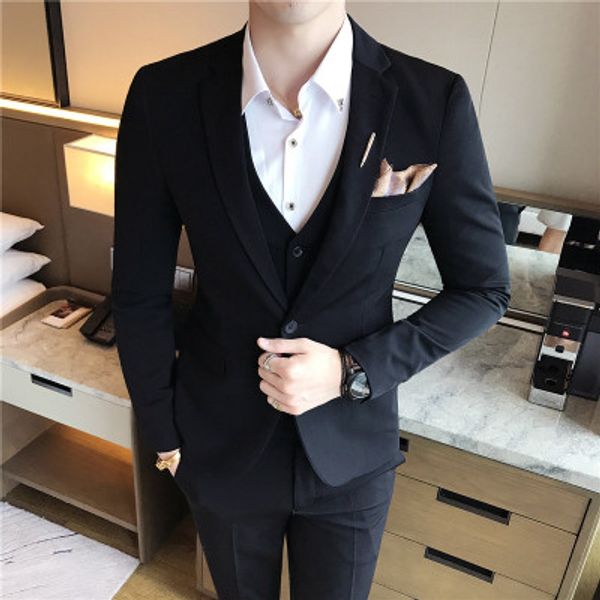 

3 piece men suits wedding suits for men dress black terno masculino slim fit latest design tuxedo royal blue costume homme 2019, White;black