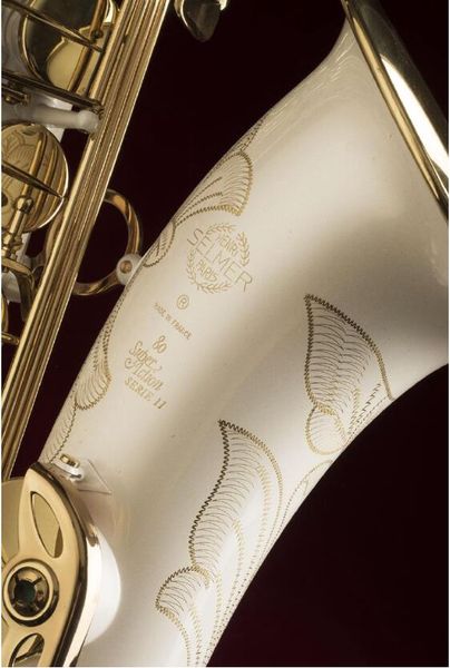 

White lacquer 802 tenor bb tune axophone b flat ax bra mu ical in trument with ca e mouthpiece glove reed trap hipping