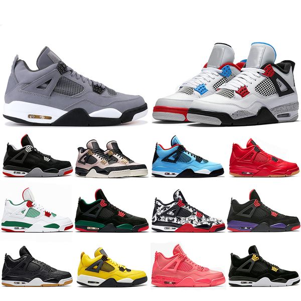

High Quality What The 4 Cool Grey Splatter Basketball Shoes 4s Bred Black Pizzeria Singles Day Travis Raptors Mens Trainers Designer Sneaker