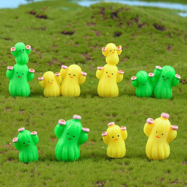 

cartoon cactus ornament conjoined cactus miniature micro landscape moss terrarium plant decor fairy garden accessory craft diy material