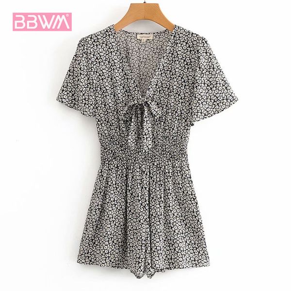 

v-образным вырезом цветочные короткие рукава талии harajuku сладкий женский комбинезон летний пляжный досуг и идиллический свежий шикарный ж, Black;white