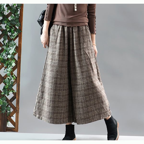 

women wool pants trousers thick for autum winter big long loose oversized wide leg retro vintage fashion casual az53252421, Black;white