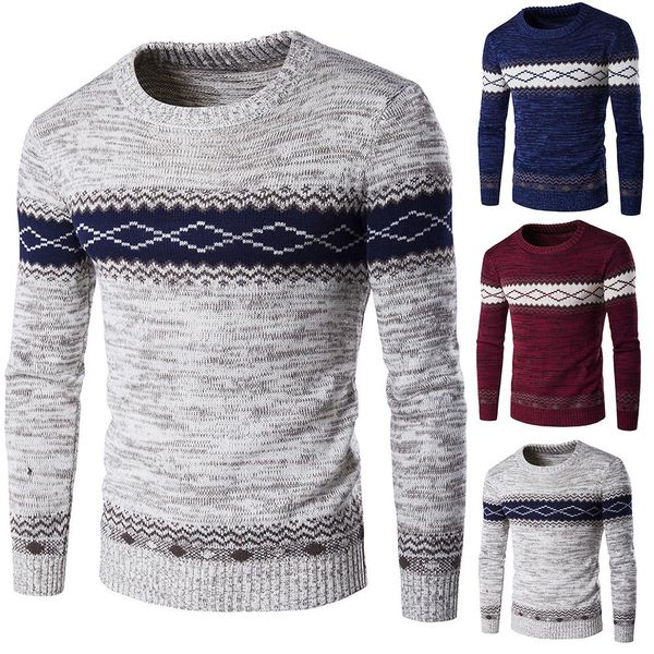 

2020 fashion men floral print o neck long sleeve slim and fit knitted sweater blouse top, White;black