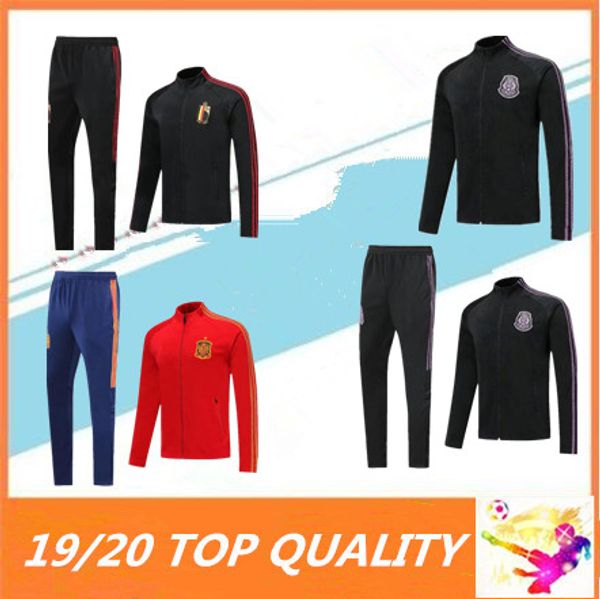 

2019 2020 belgium tracksuit full zipper soccer tracksuit survetement 19 20 spain mexico maollot de football jacket training suit, Black