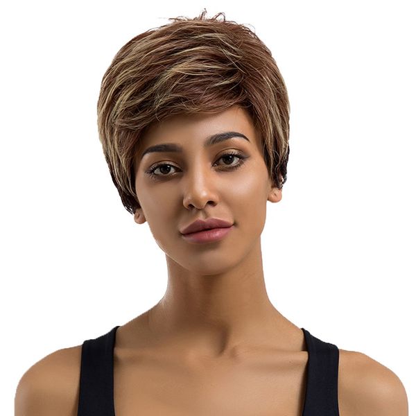 

human hair wig blend fringe wavy oblique bangs hairpieces heat safe 9 inch, Black