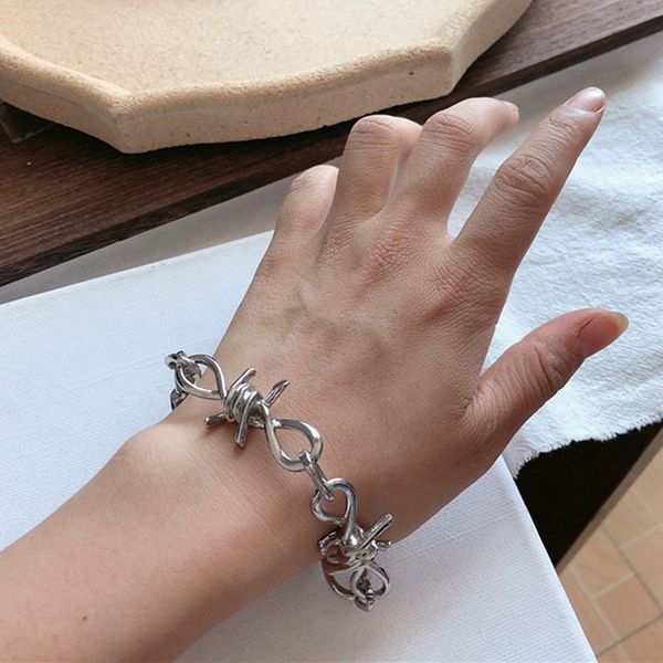 

hiphop punk thorns brambles bracelet&necklace jewelry men women barbed wire brambles necklace bracelet waist chains party, Silver