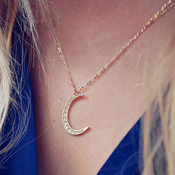

new fashion alloy metal bar moon pendant necklace women statement choker necklaces femme jewelry wholesale, Black