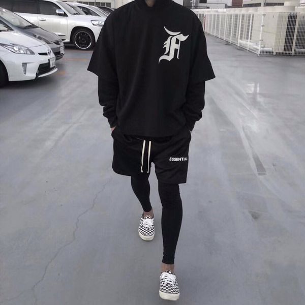 

19ss fog fear of god essentials men short beach jumpsuit harem spandex mesh drop crotch summer basketball shorts hflsdk065, White;black