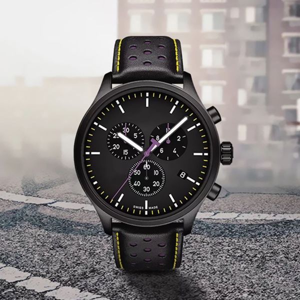 

new t116 mens watch eta quartz electronic movement 316 steel pvd coated matte black luminous needle surface sapphire mirror six options x603, Slivery;brown