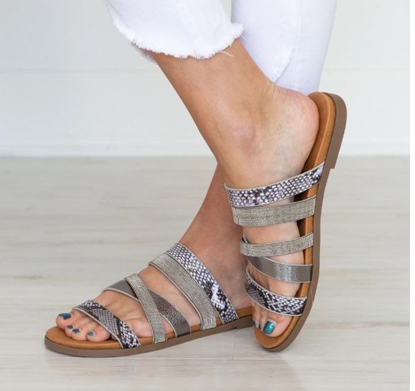 

большой плоский leopard сандалии женской 2020 летнего новая артистические плоская римской обувь, Black