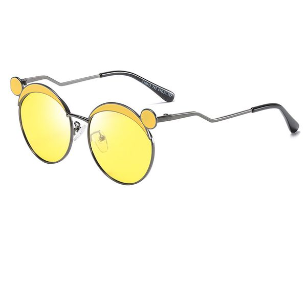 

new brand children's sunglasses uv400 metal frame personality sunglasses rabbit ear design boys and girls hd sunglasses, White;black