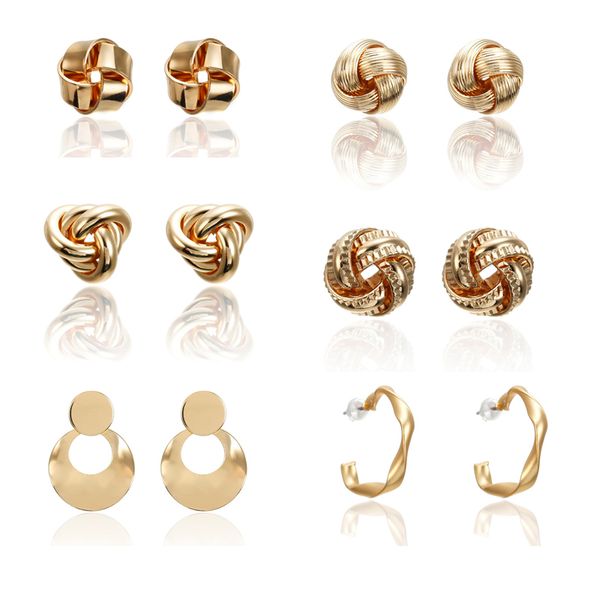 

2019 vintage gold color stud earrings for women new fashion earrings irregular statement round metal geometric pendant jewelry, Silver