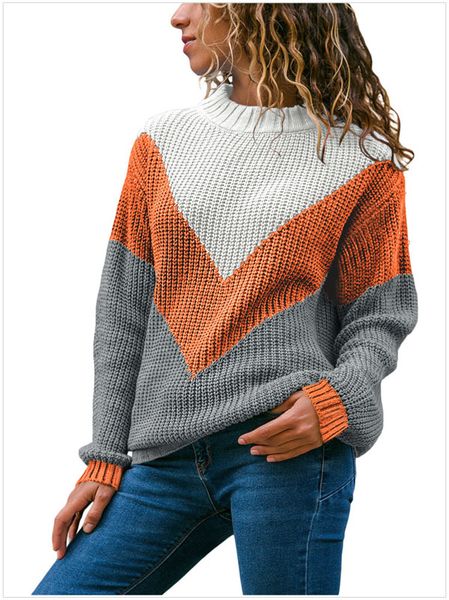 

women color block texture pullover sweater pullover comfy knit sweet casual trendy fit streetwear size: s  l xl xxl dlm27913, White;black