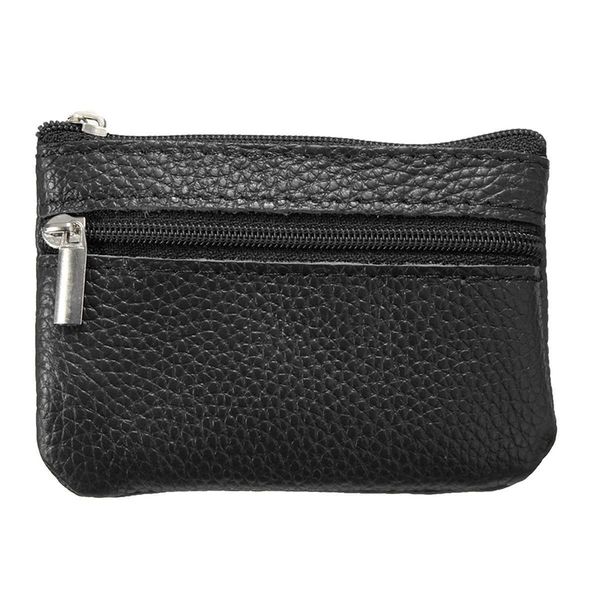 

women leather mini zip coin key purse money wallet pouch gift purse black, Red;black