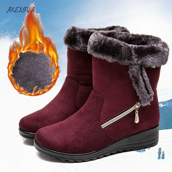 

women boots 2020 new snow boots for winter shoes woman wedges heels botas mujer plus size 43 ankle for women booties, Black