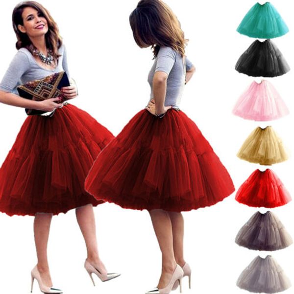 

5 layers tulle skirt women vintage50s rockabilly tutu petticoat ball gown, Black