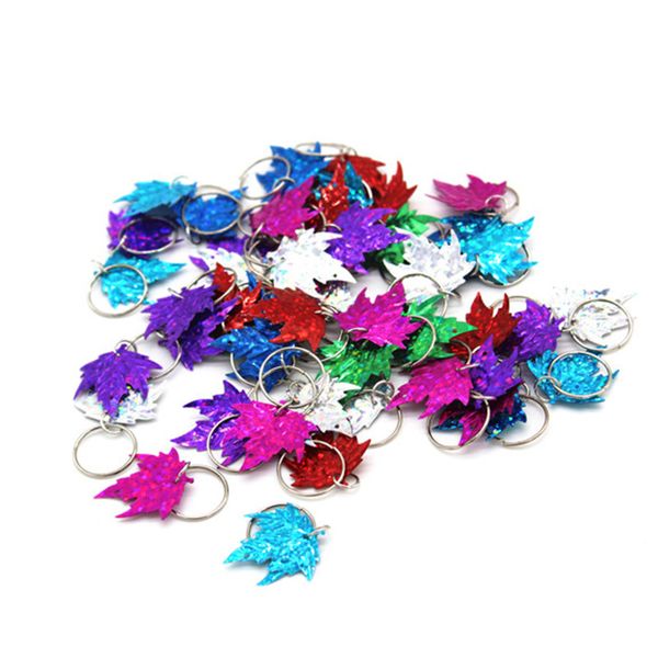 

50pcsmaple leaves sequins braiding hair bead dreadlocks bead hair cuffs dread tube charm dreadlock accessaries extension, Black