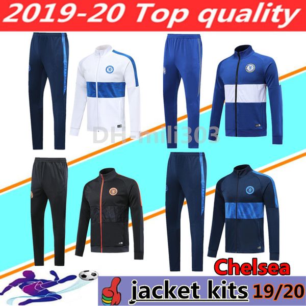 

2019 2020 kante willian soccer jacket tracksuit 19 20 pedro giroud pulisic long sleeve full zipper football jacket sportswear training suit, Black