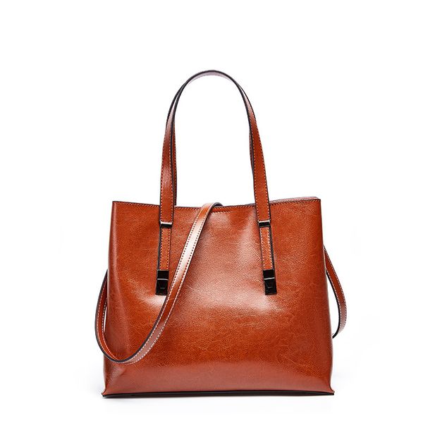 

latest handbags famous brands oil wax genuine leather bags tote handbag women's shoulder bags 100% genuine