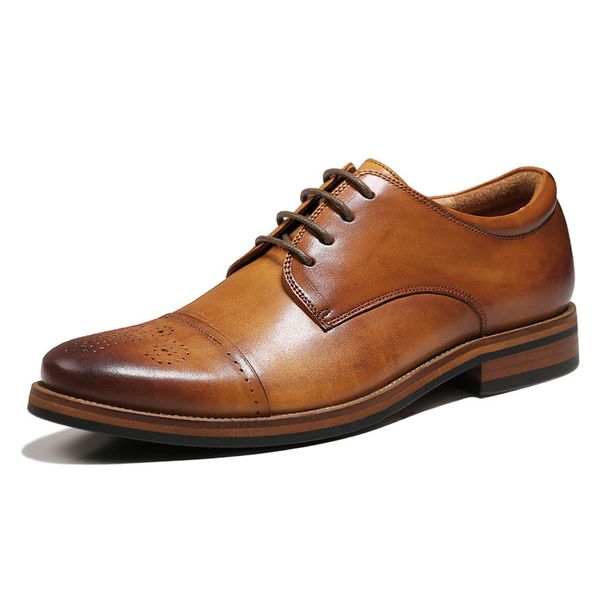 

size 38 luxury designer fashion real leather men dress shoes pointed toe bullock oxfords shoes for men, lace up designer shoe men shoes, Black