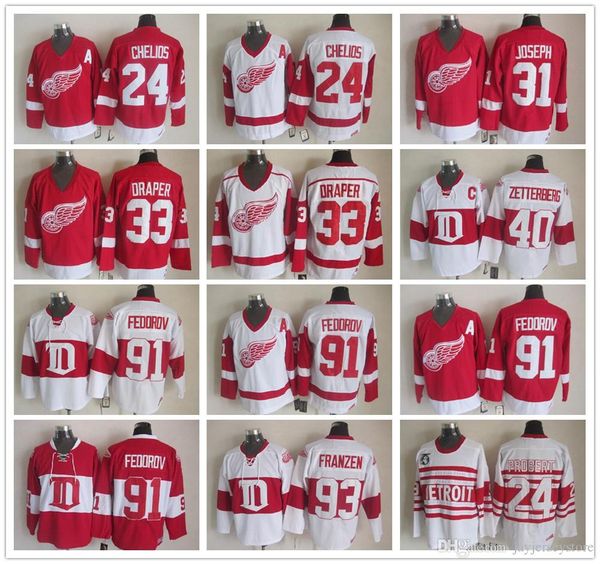 

Detroit Red Wings Jerseys CCM Chris Chelios Bob Probert Curtis Joseph Kris Draper Henrik Zetterberg Sergei Fedorov Johan Franzen Jersey