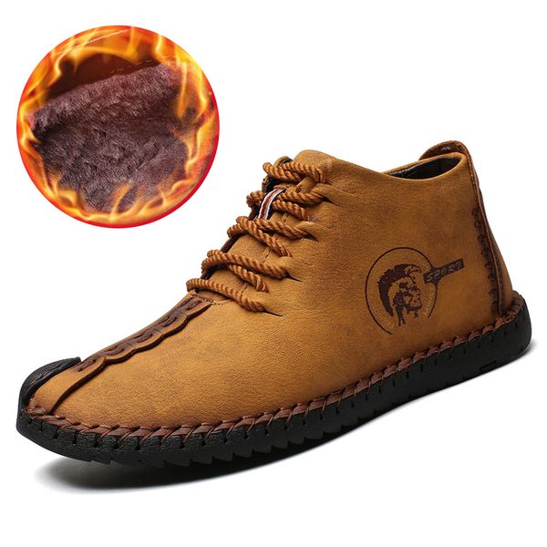 

keep warm зимние мужские сапоги высокого качества сплит кожа повседневная мужская обувь с плюшевые резиновые сапоги мужчины водонепроницаемы, Black