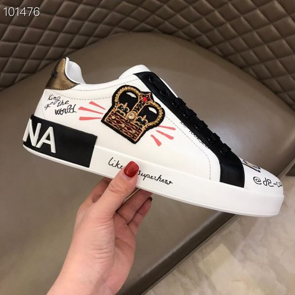 

New t dolce gabbana portofino neaker in printed leather men de igner hoe dg white ace hoe for men with box vetement