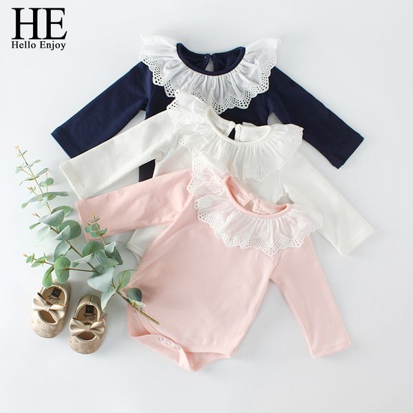 

he hello enjoy new born baby clothes girl cotton autumn long sleeve solid jumpsuits toddler baby bodysuits infant 0-24m costume, Blue