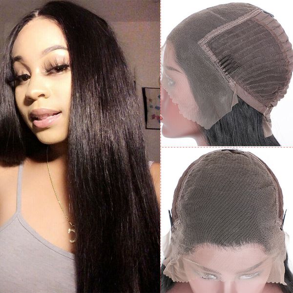 

8a straight virgin human hair 13x6lace front wig for women density 150% lace front wig, Black;brown