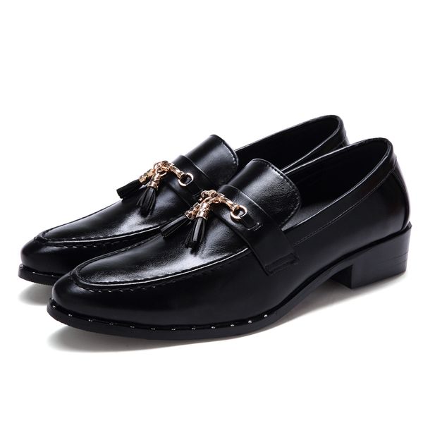 

man dress shoes black leather moccasin mens business shoes summer oxford tassel casual loafers slip-on sneakers office men