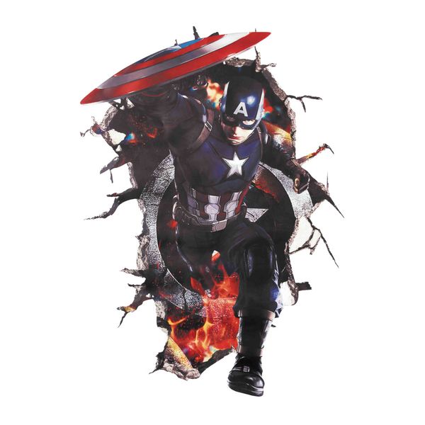 3d Broken Wall Decor Captain America Wall Stickers For Kids Rooms