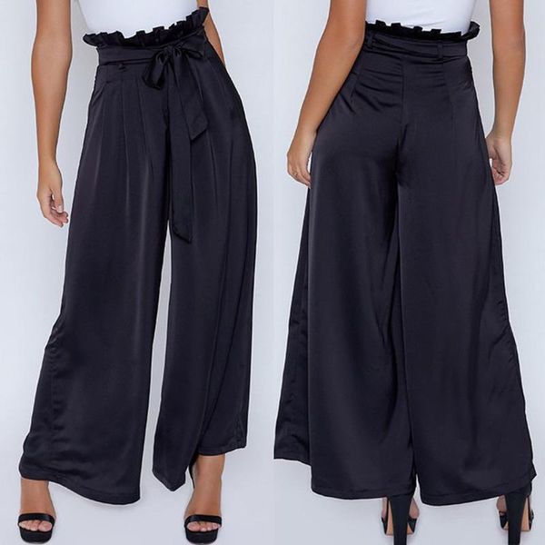 

self belted box pleated palazzo pants women elegant loose long pants 2020 fall ginger high waist wide leg, Black;white